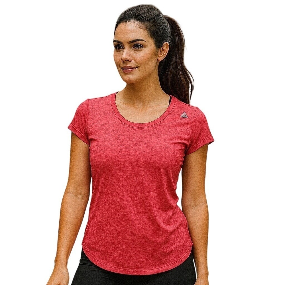 Reebok Legend Woman's Active T-Shirt Running Gym Workout Top Reflective Red L Nw